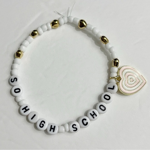 Taylor Swift Friendship Bracelet Eras Tour TTPD So High School with Heart Charm - Picture 1 of 1